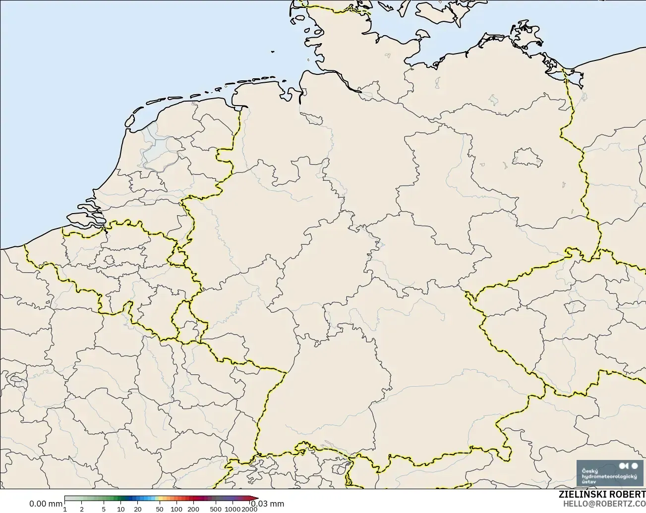 ALADIN CZ 2.3 km model - Germany, Precipitation Accumulation