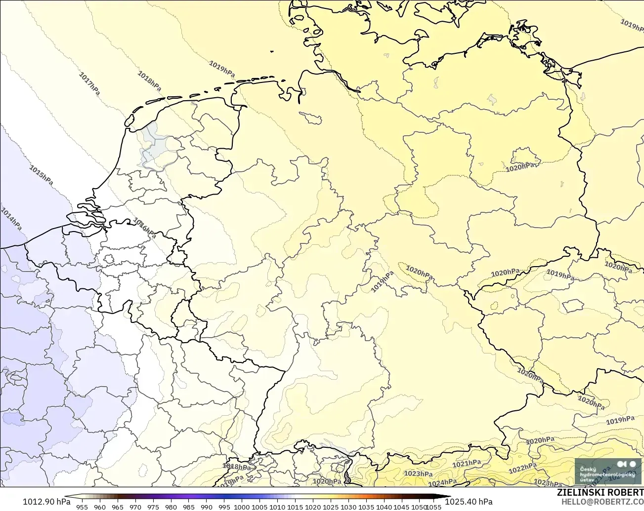ALADIN CZ 2.3 km model - Germany, Pressure