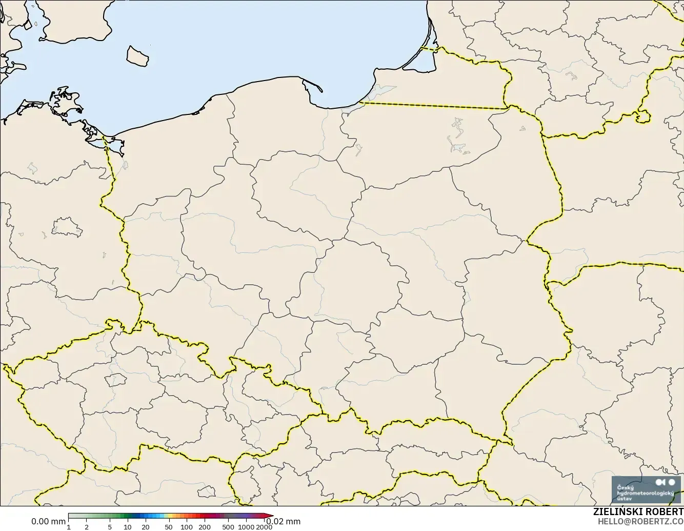 ALADIN CZ 2.3 km model - Poland, Precipitation Accumulation
