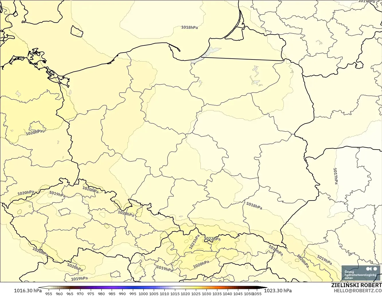 ALADIN CZ 2.3 km model - Poland, Pressure