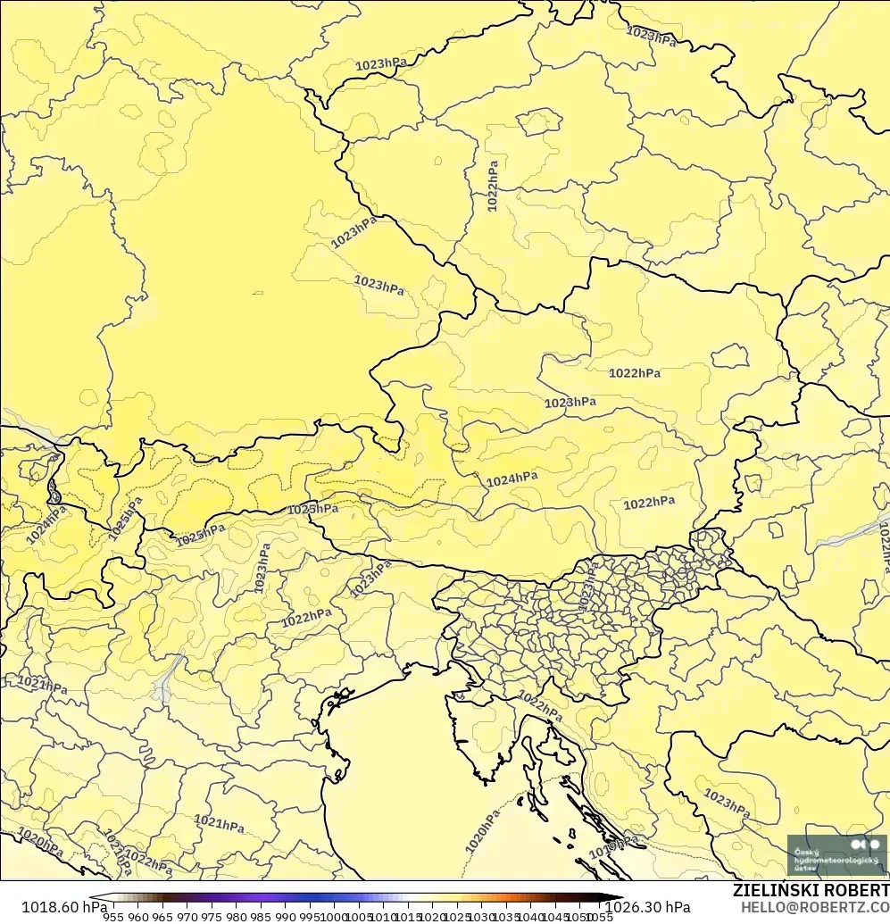 ALADIN CZ 2.3 km model - Austria, Pressure