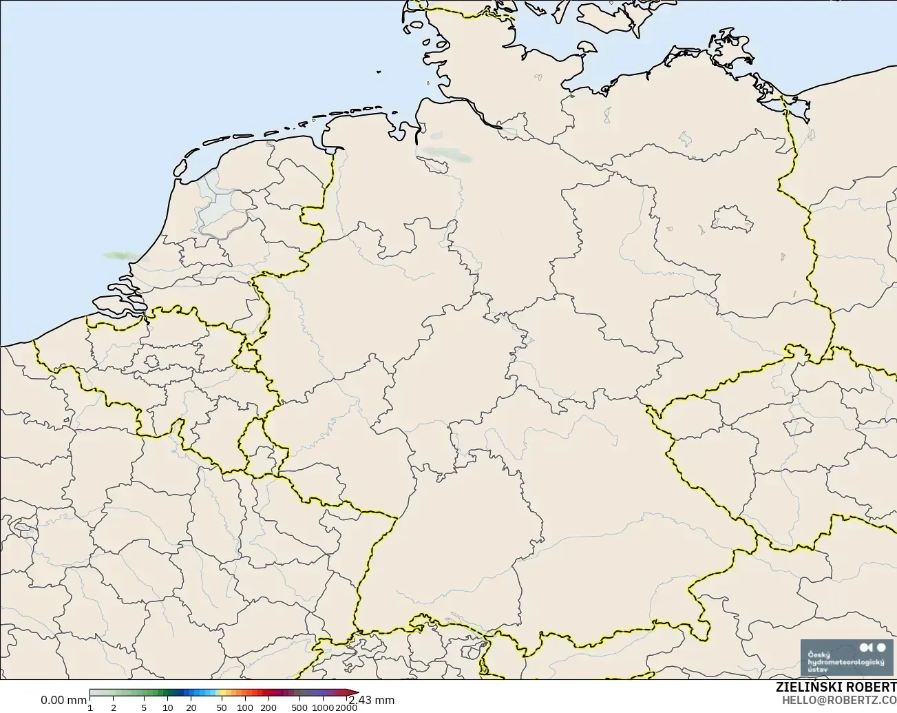 ALADIN CZ 2.3 km model - Germany, Precipitation Accumulation