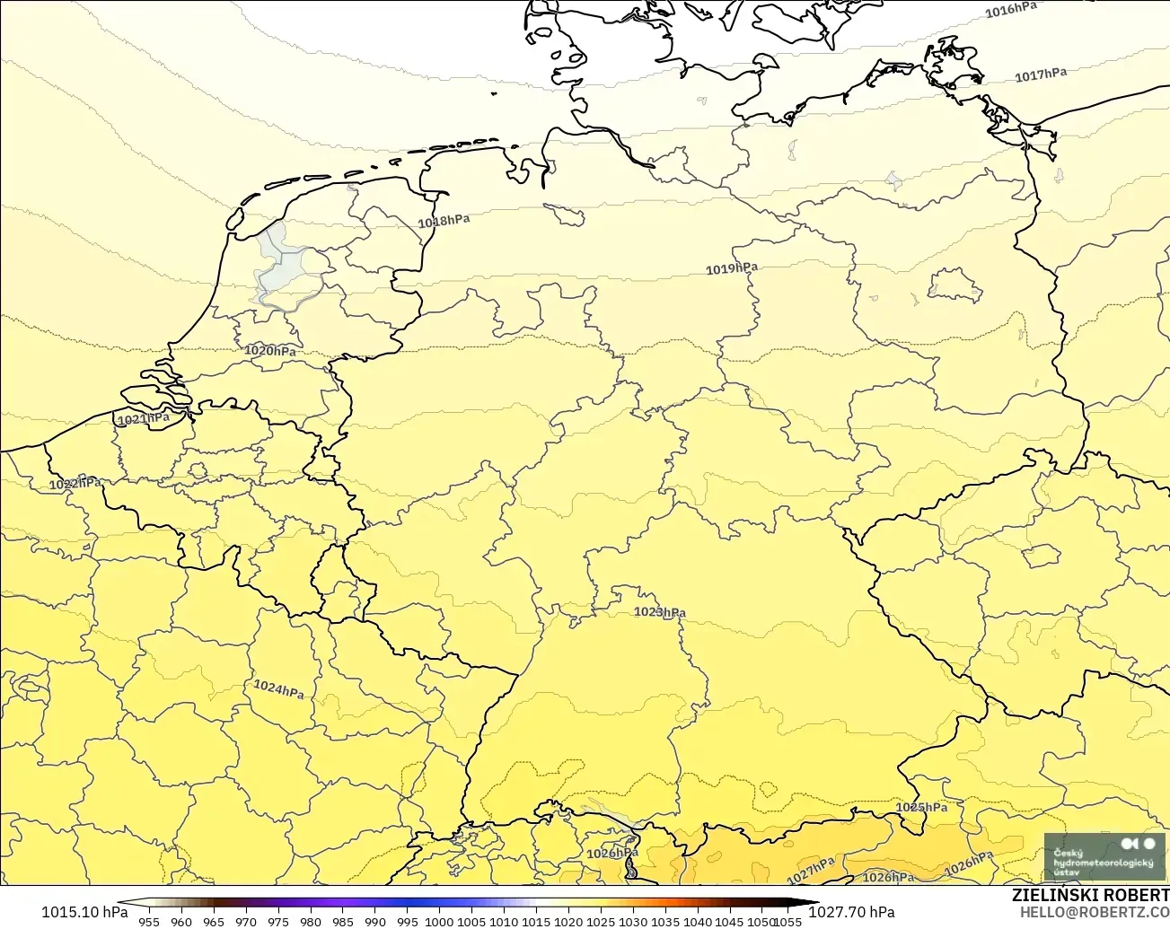 ALADIN CZ 2.3 km model - Germany, Pressure