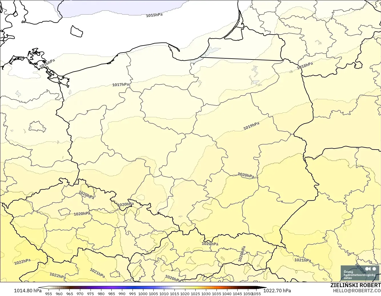 ALADIN CZ 2.3 km model - Poland, Pressure