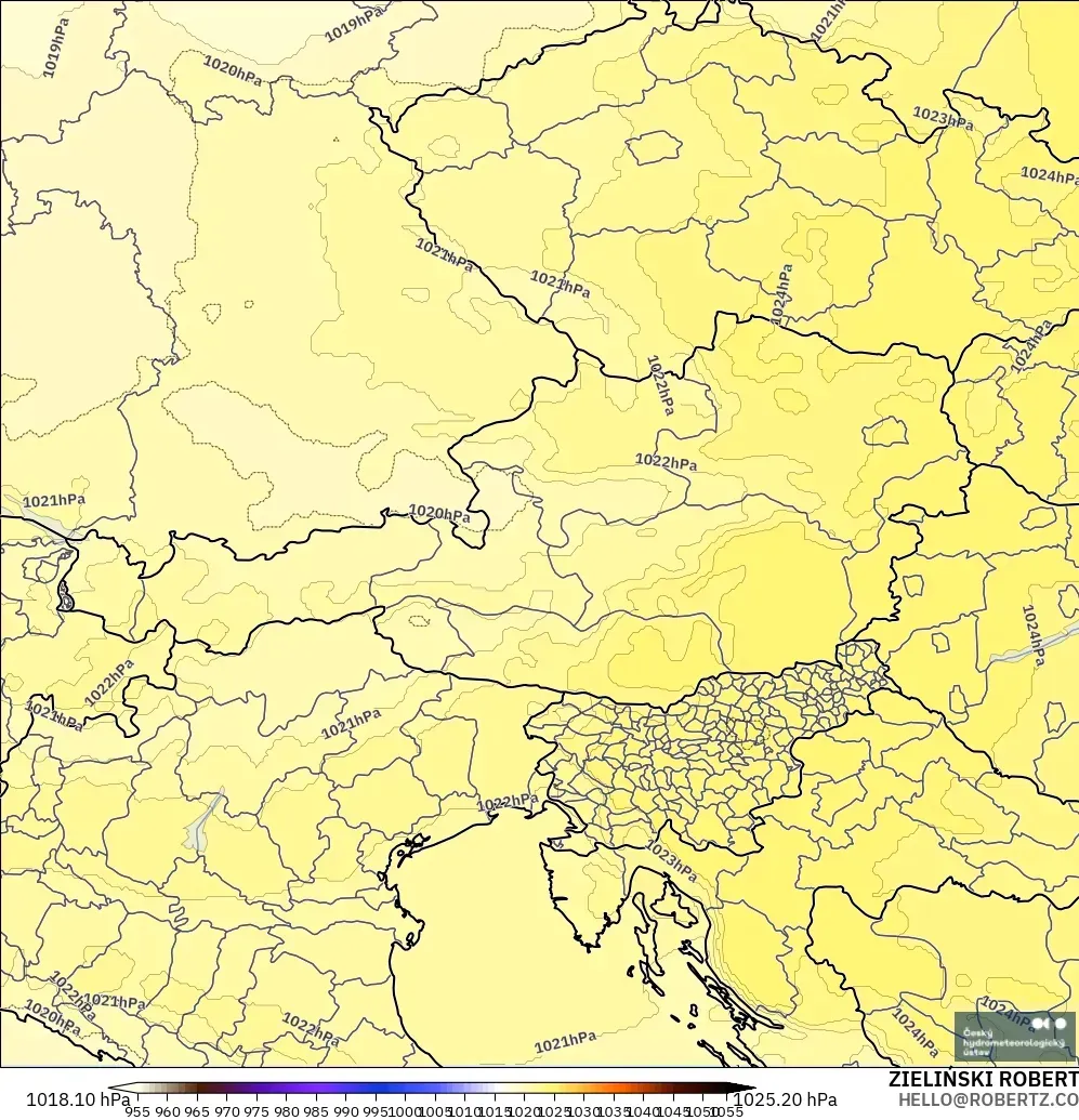 ALADIN CZ 2.3 km model - Austria, Pressure