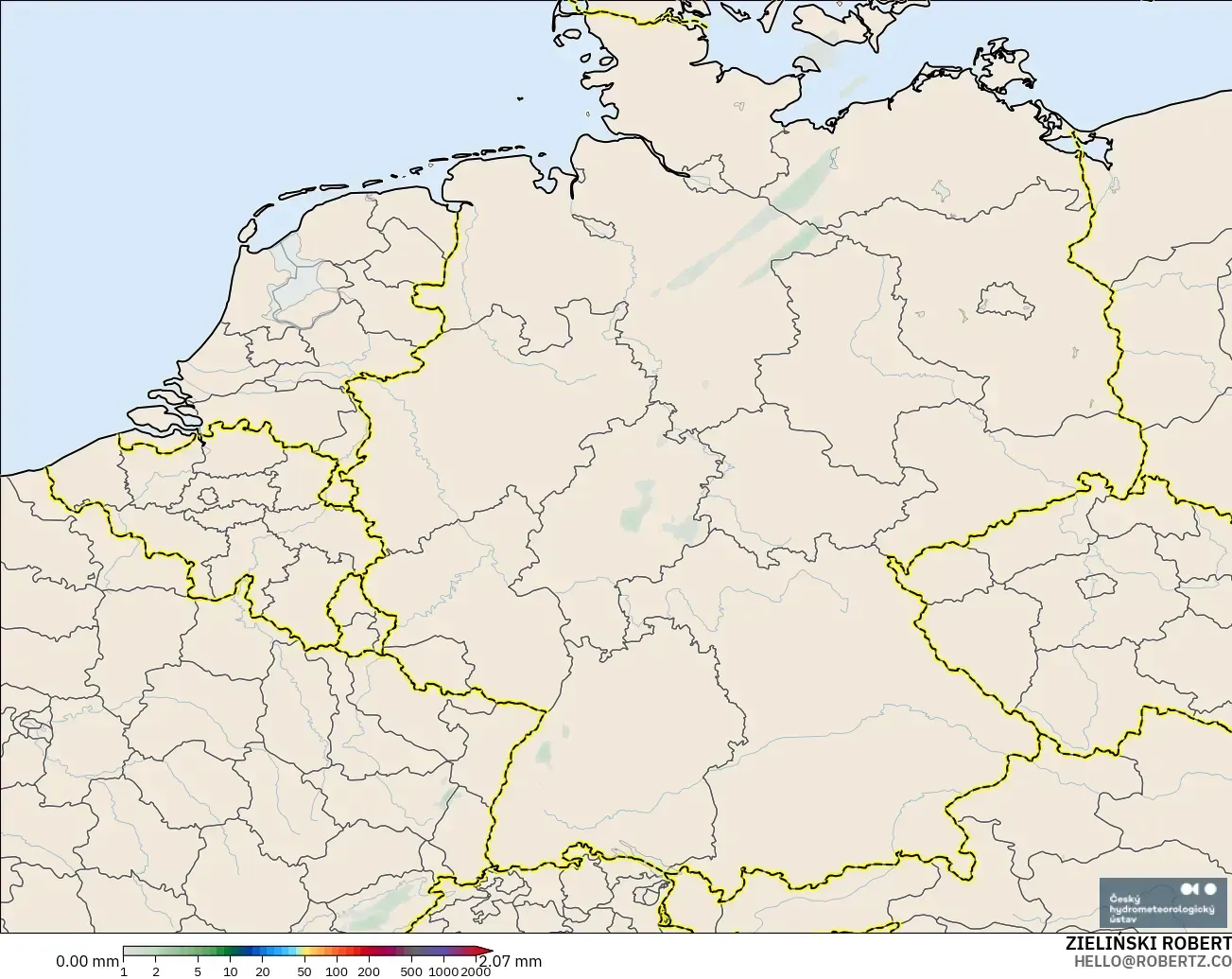 ALADIN CZ 2.3 km model - Germany, Precipitation Accumulation