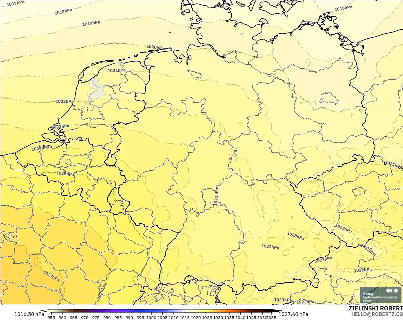 ALADIN CZ 2.3 km model - Germany, Pressure
