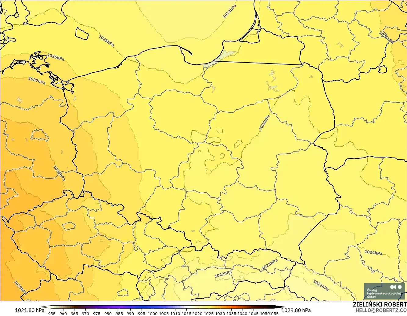 ALADIN CZ 2.3 km model - Poland, Pressure
