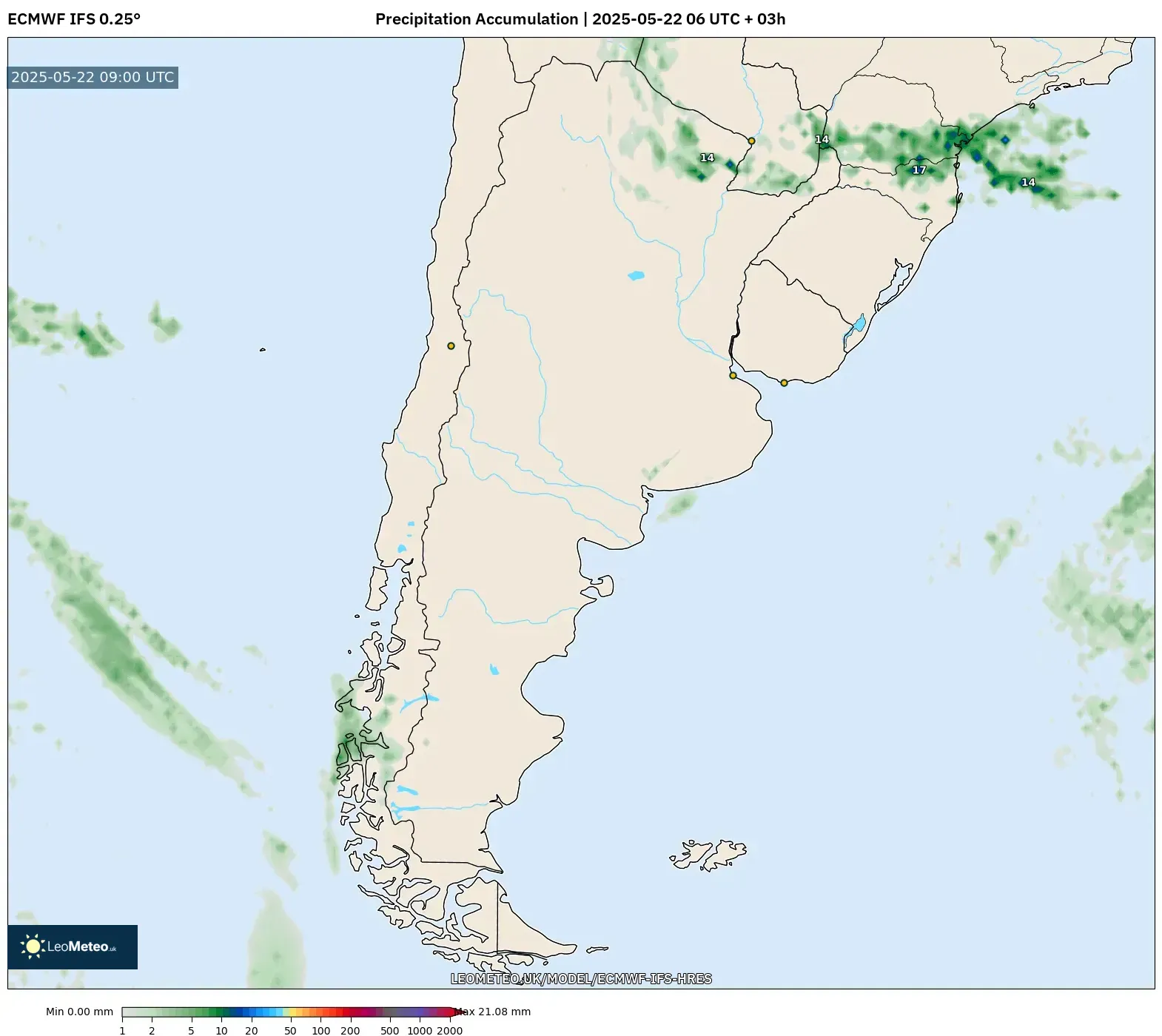 ECMWF IFS 0.25° model - Argentina, Precipitation Accumulation ECMWF IFS 0.25° model - Argentina, Precipitation Accumulation