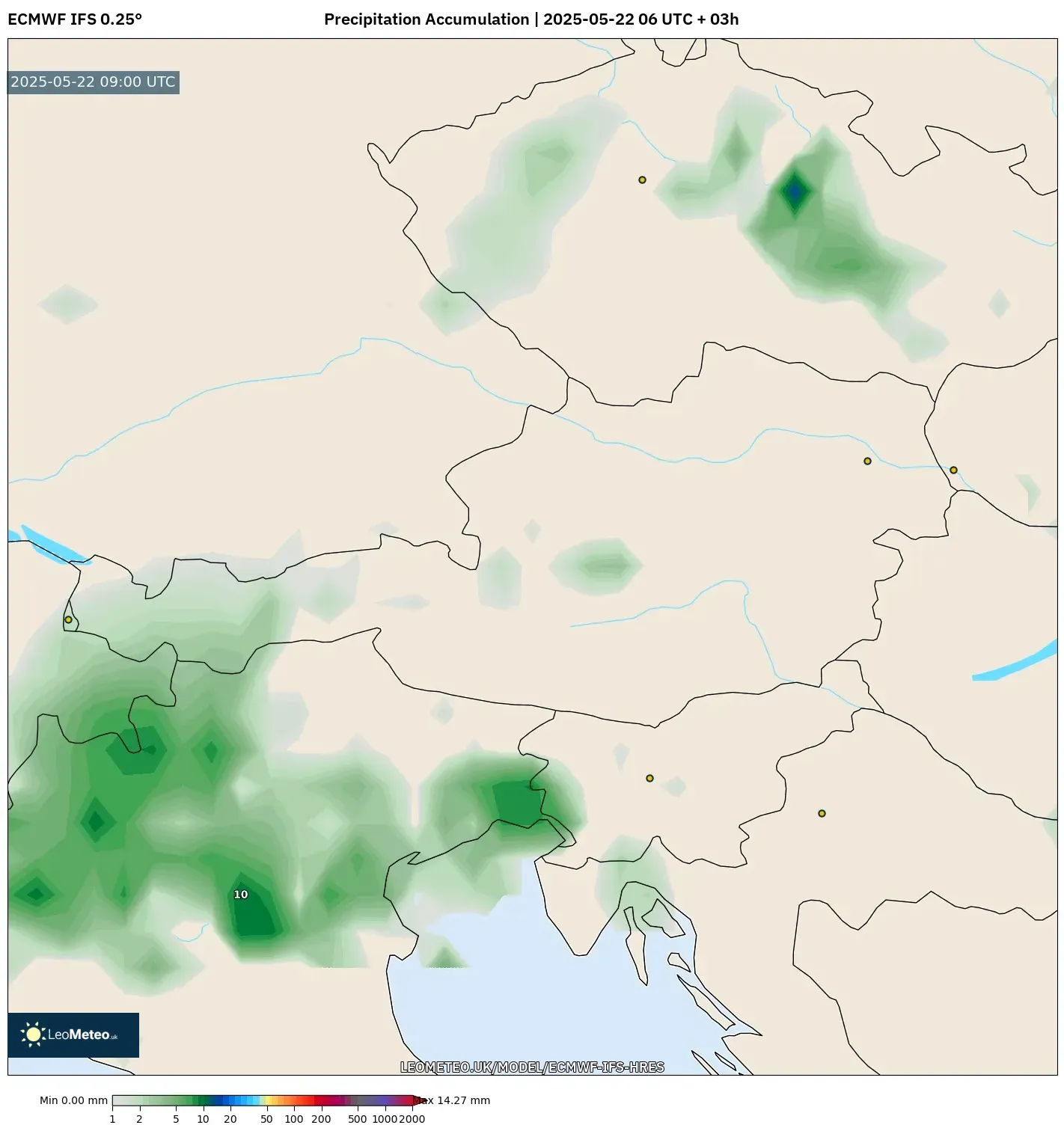 ECMWF IFS 0.25° model - Austria, Precipitation Accumulation ECMWF IFS 0.25° model - Austria, Precipitation Accumulation
