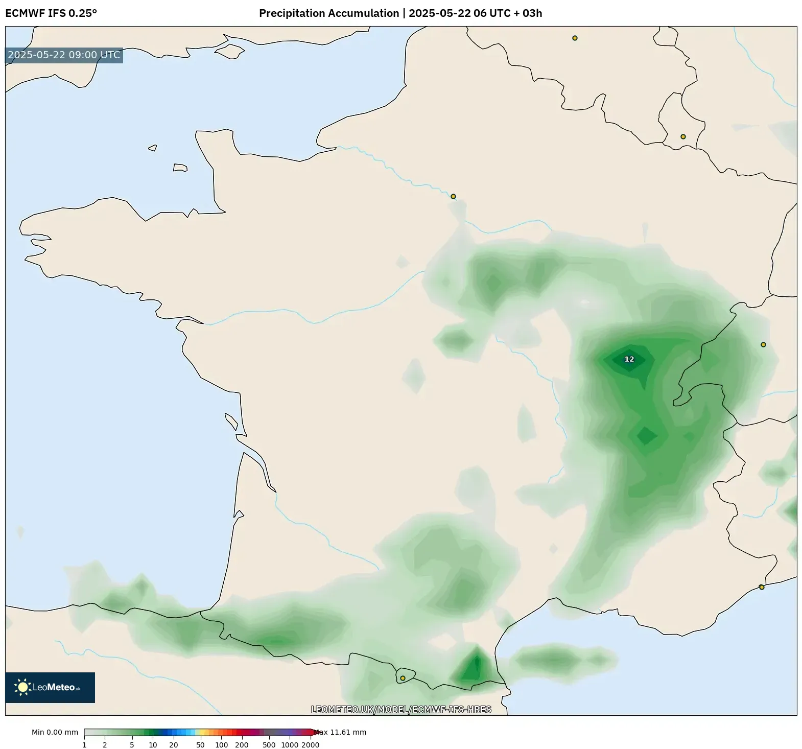 ECMWF IFS 0.25° model - France, Precipitation Accumulation ECMWF IFS 0.25° model - France, Precipitation Accumulation