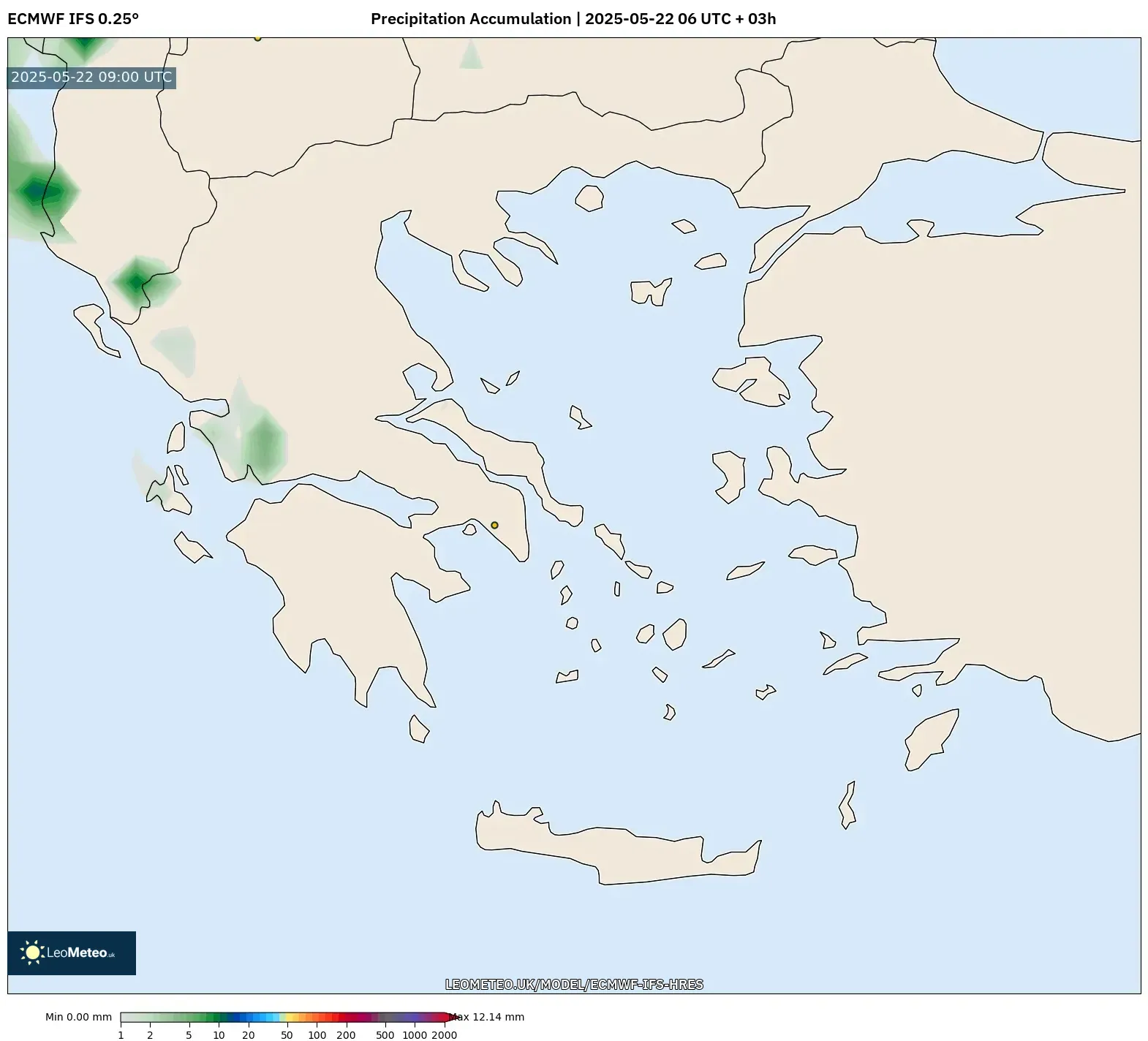 ECMWF IFS 0.25° model - Greece, Precipitation Accumulation ECMWF IFS 0.25° model - Greece, Precipitation Accumulation