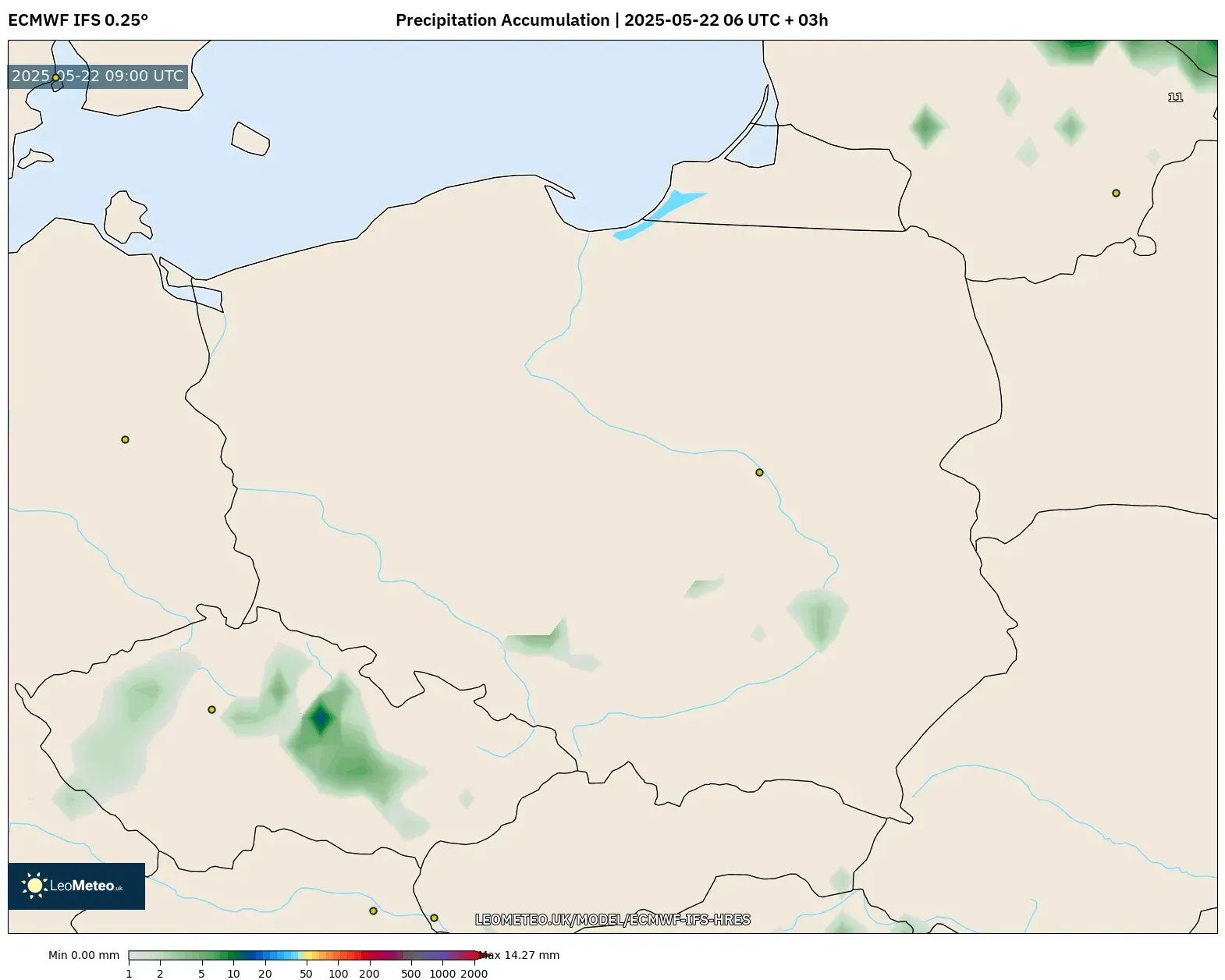 ECMWF IFS 0.25° model - Poland, Precipitation Accumulation ECMWF IFS 0.25° model - Poland, Precipitation Accumulation