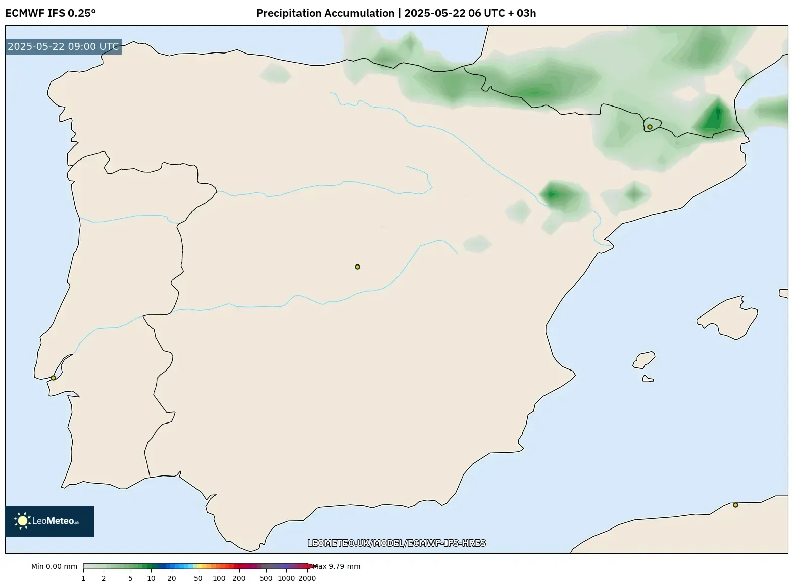 ECMWF IFS 0.25° model - Spain, Precipitation Accumulation ECMWF IFS 0.25° model - Spain, Precipitation Accumulation