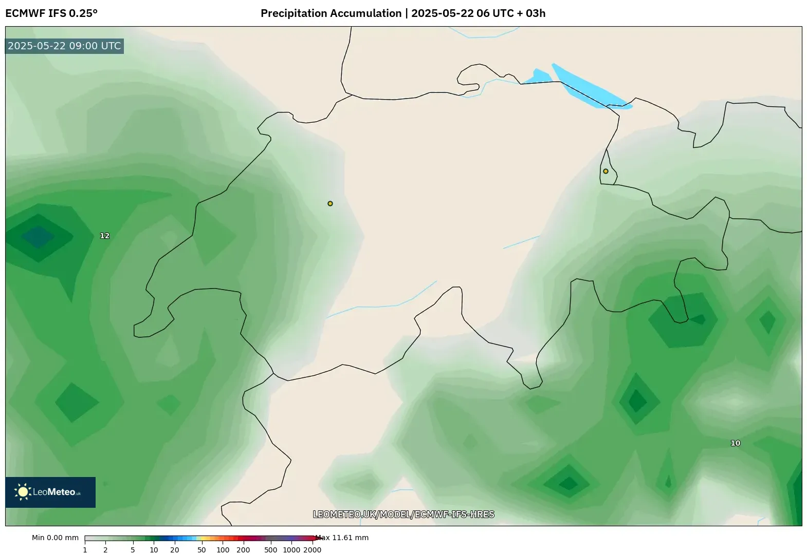 ECMWF IFS 0.25° model - Switzerland, Precipitation Accumulation ECMWF IFS 0.25° model - Switzerland, Precipitation Accumulation
