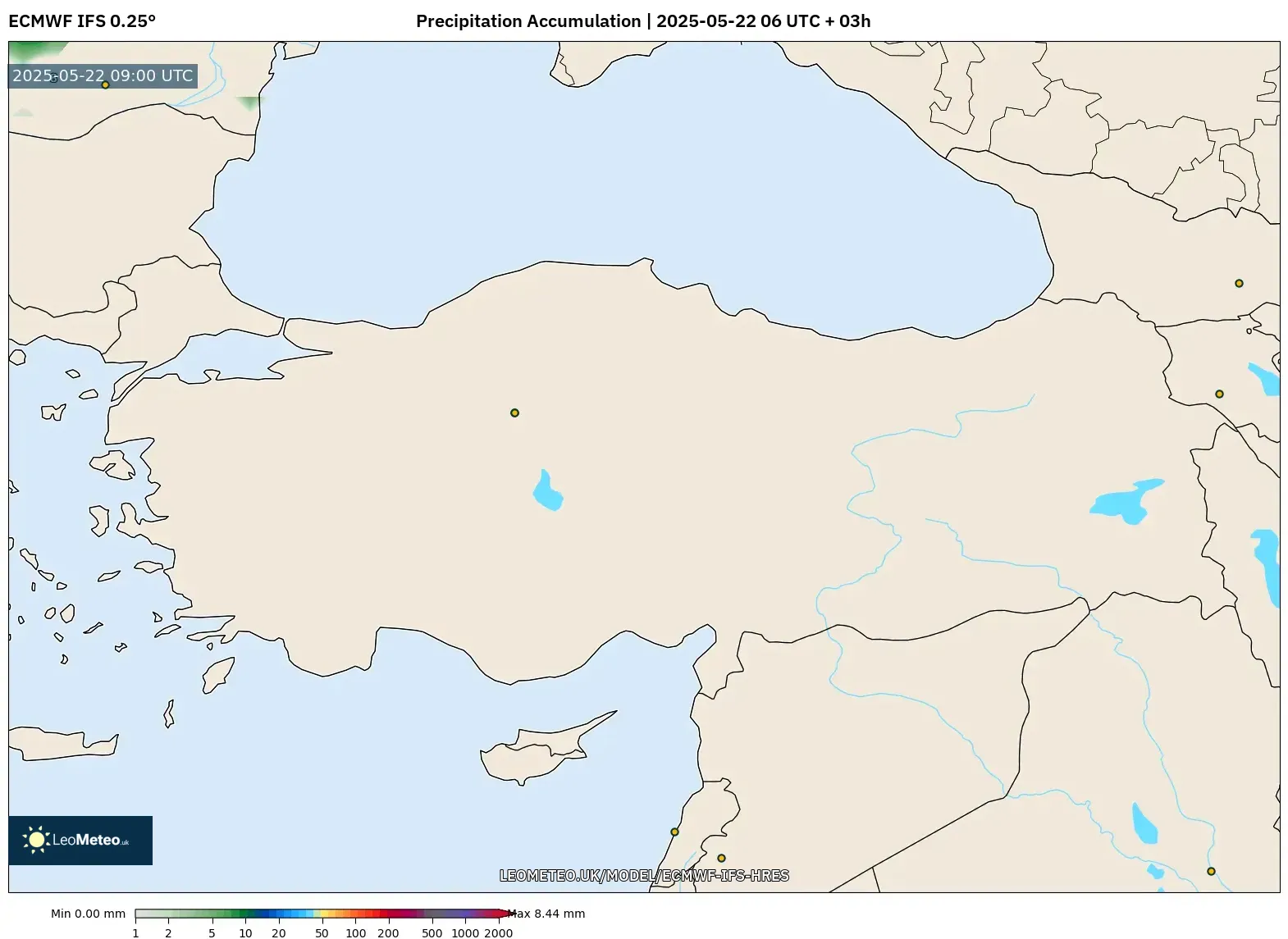 ECMWF IFS 0.25° model - Turkey, Precipitation Accumulation ECMWF IFS 0.25° model - Turkey, Precipitation Accumulation