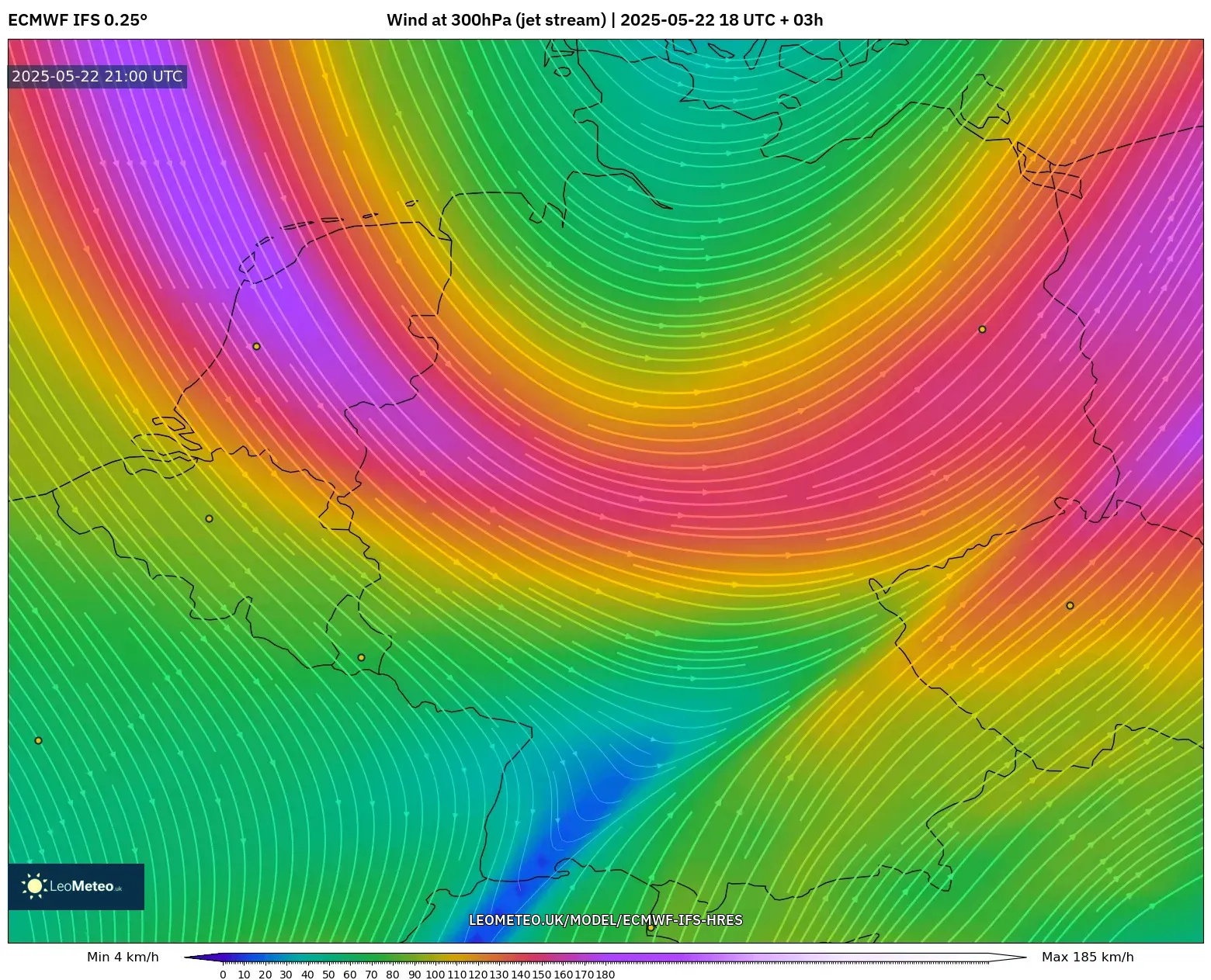 ECMWF IFS 0.25° model - Germany, Wind at 300hPa (jet stream) ECMWF IFS 0.25° model - Germany, Wind at 300hPa (jet stream)