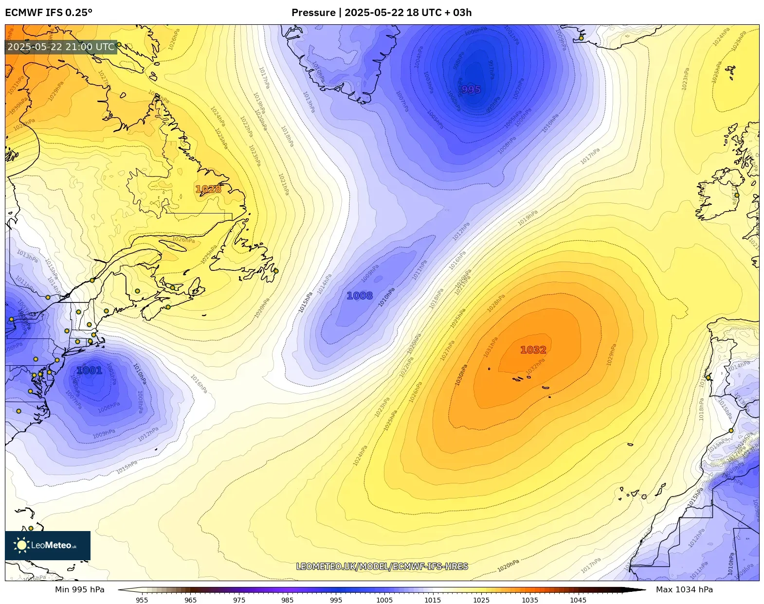 ECMWF IFS 0.25° model - North Atlantic, Pressure ECMWF IFS 0.25° model - North Atlantic, Pressure