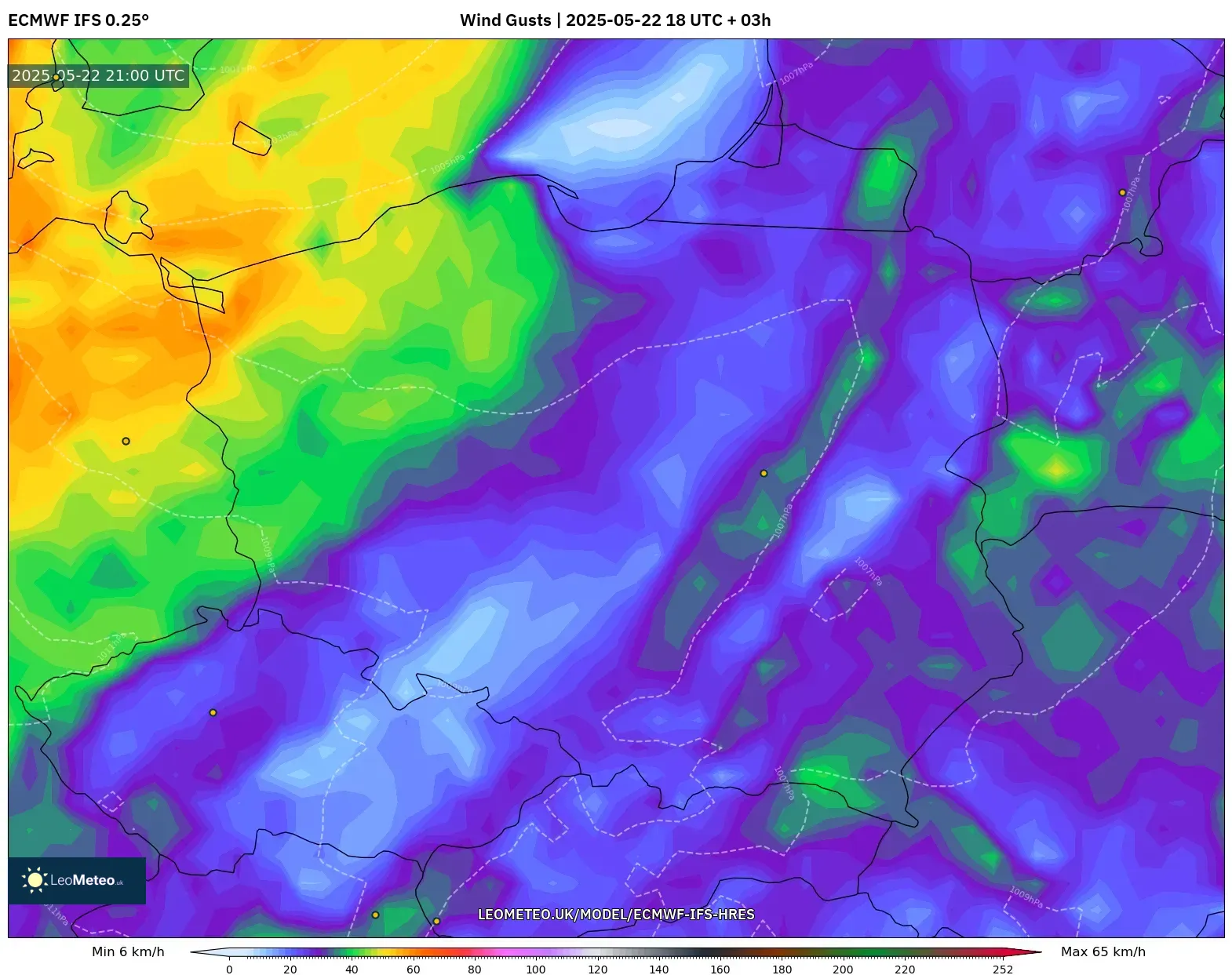 ECMWF IFS 0.25° model - Poland, Wind Gusts ECMWF IFS 0.25° model - Poland, Wind Gusts