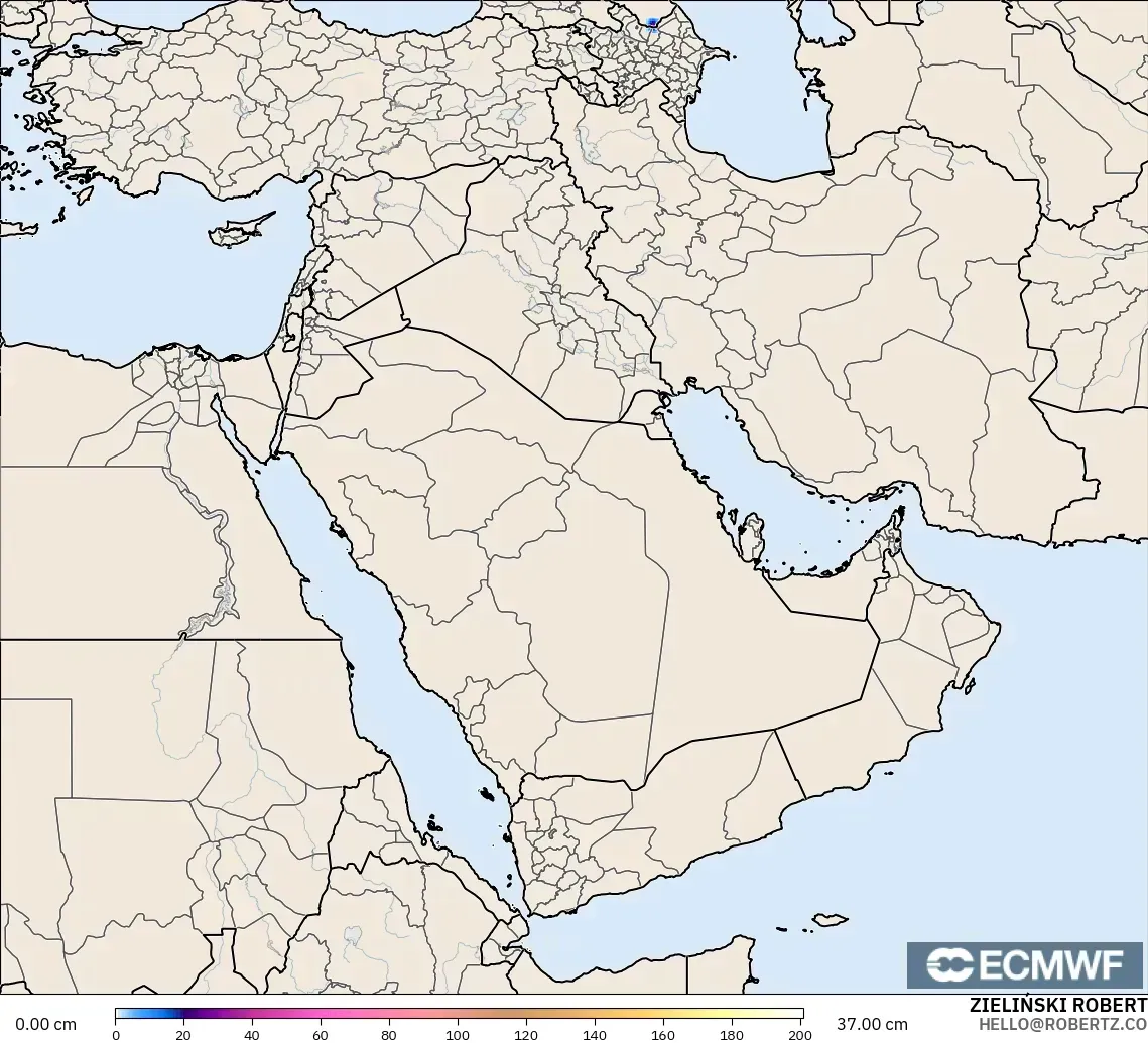 ECMWF IFS 0.25° model - Middle East, Snow Depth