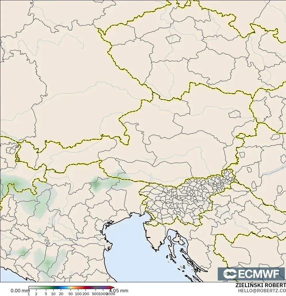 ECMWF IFS 0.25° model - Austria, Precipitation Accumulation