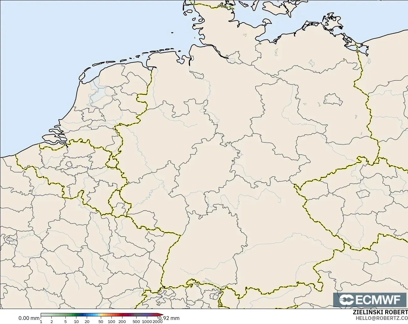 ECMWF IFS 0.25° model - Germany, Precipitation Accumulation