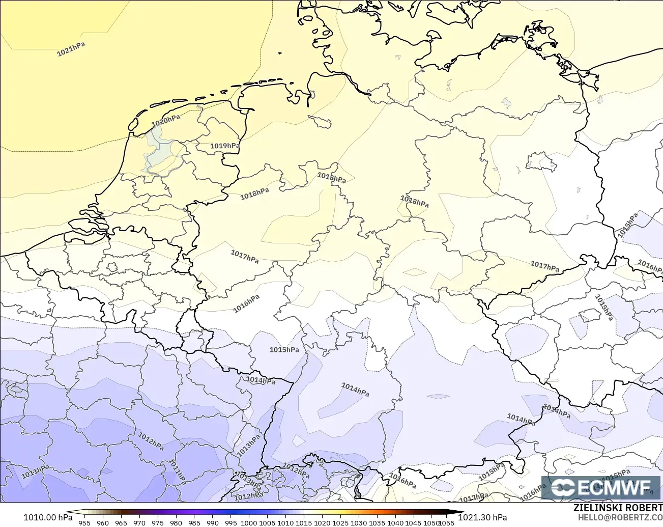 ECMWF IFS 0.25° model - Germany, Pressure