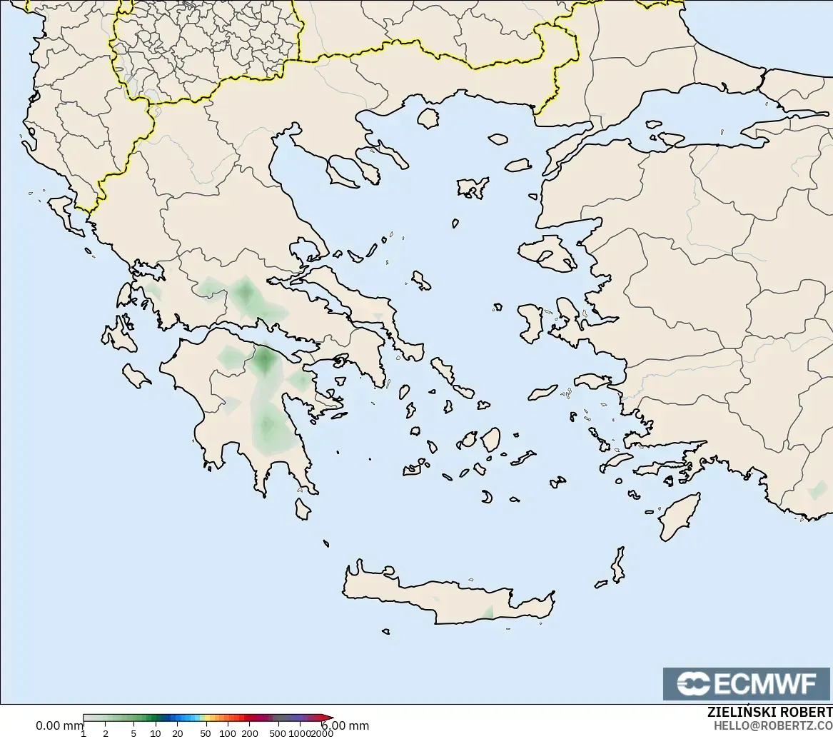 ECMWF IFS 0.25° model - Greece, Precipitation Accumulation