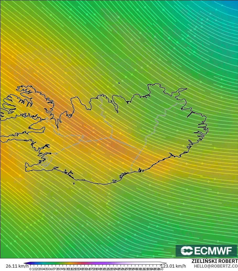 ECMWF IFS 0.25° model - Iceland, Wind at 300hPa (jet stream)