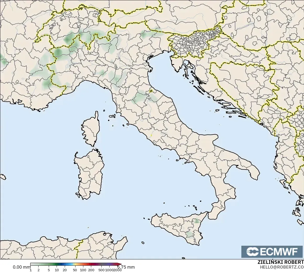 ECMWF IFS 0.25° model - Italy, Precipitation Accumulation