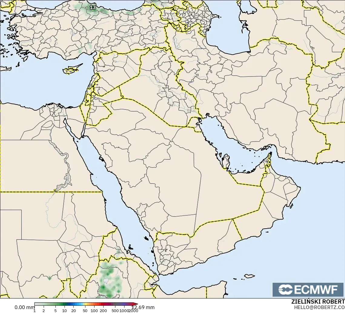 ECMWF IFS 0.25° model - Middle East, Precipitation Accumulation