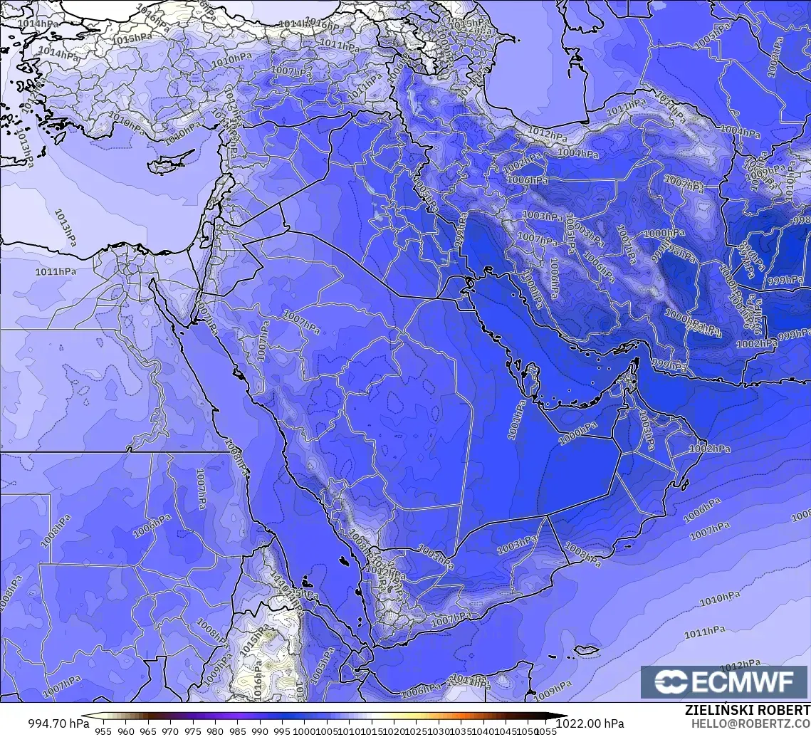ECMWF IFS 0.25° model - Middle East, Pressure