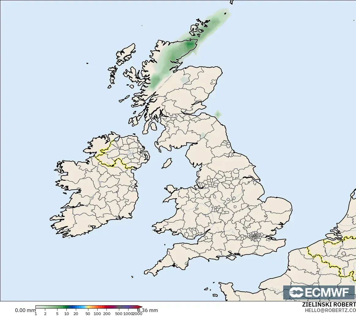 ECMWF IFS 0.25° model - United Kingdom, Precipitation Accumulation