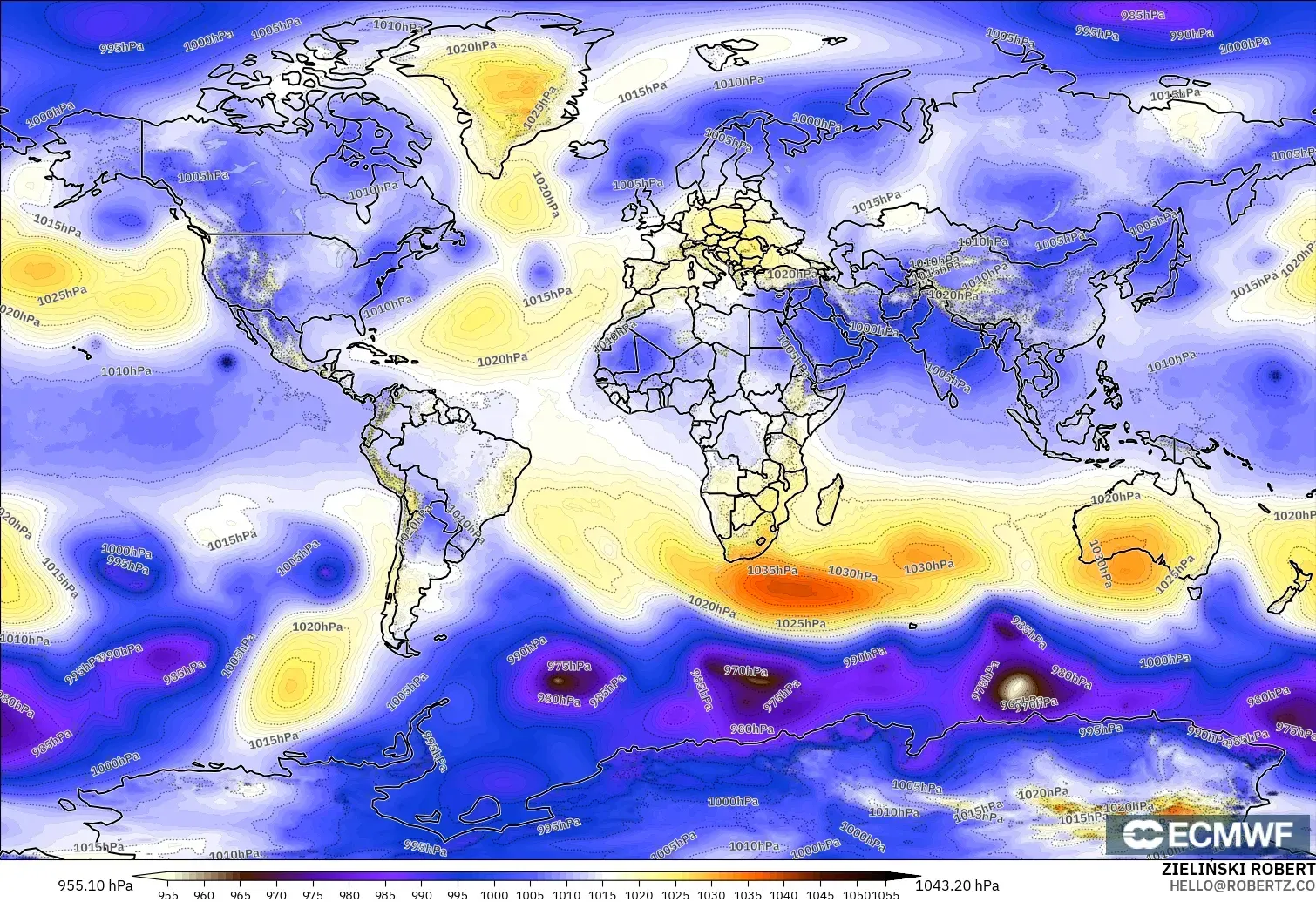 ECMWF IFS 0.25° model - World, Pressure