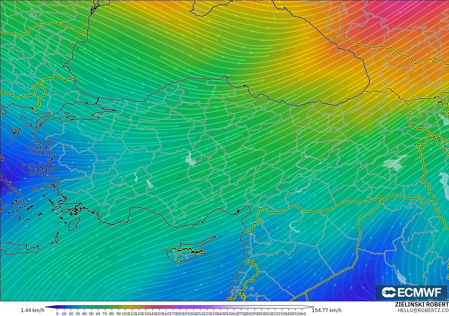 ECMWF IFS 0.25° model - Turkey, Wind at 300hPa (jet stream)