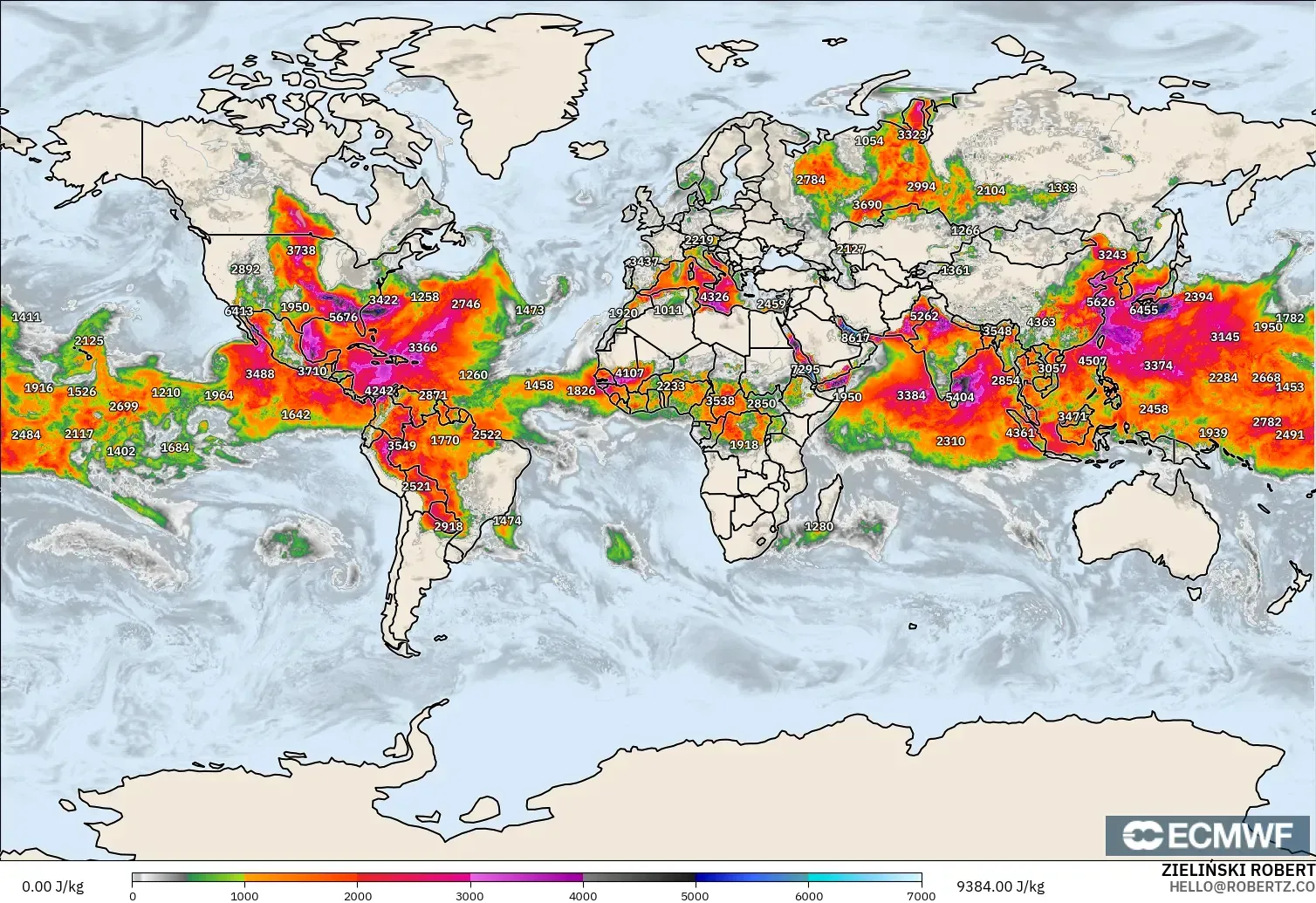 ECMWF IFS 0.25° model - World, CAPE