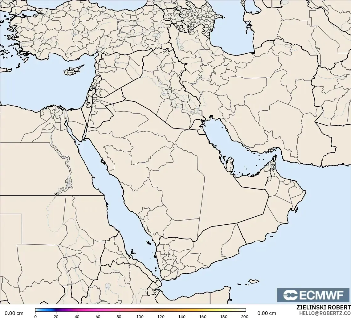 ECMWF IFS 0.25° model - Middle East, Snow Depth