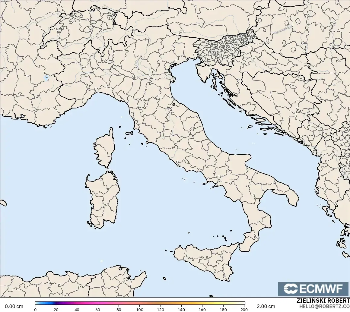 ECMWF IFS 0.25° model - Italy, Snow Depth