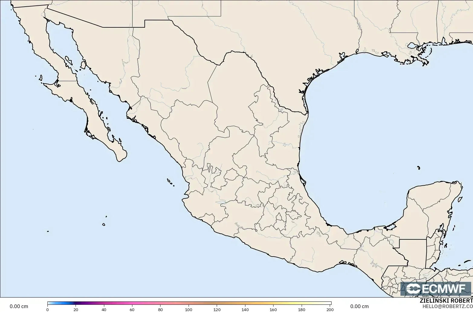 ECMWF IFS 0.25° model - Mexico, Snow Depth