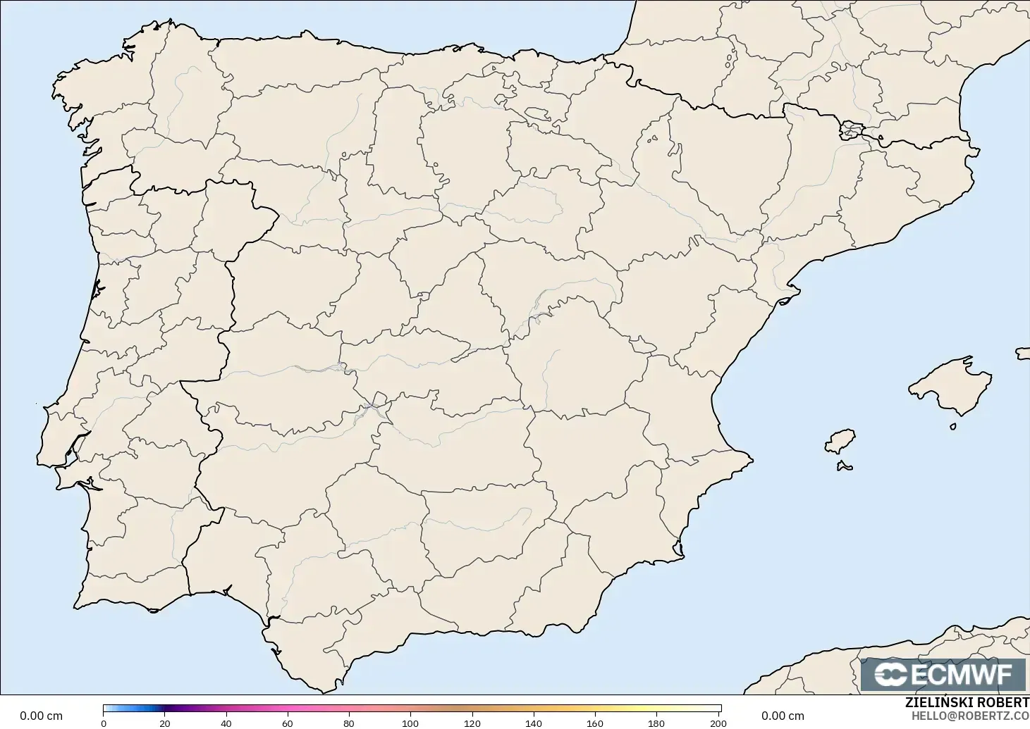 ECMWF IFS 0.25° model - Spain, Snow Depth