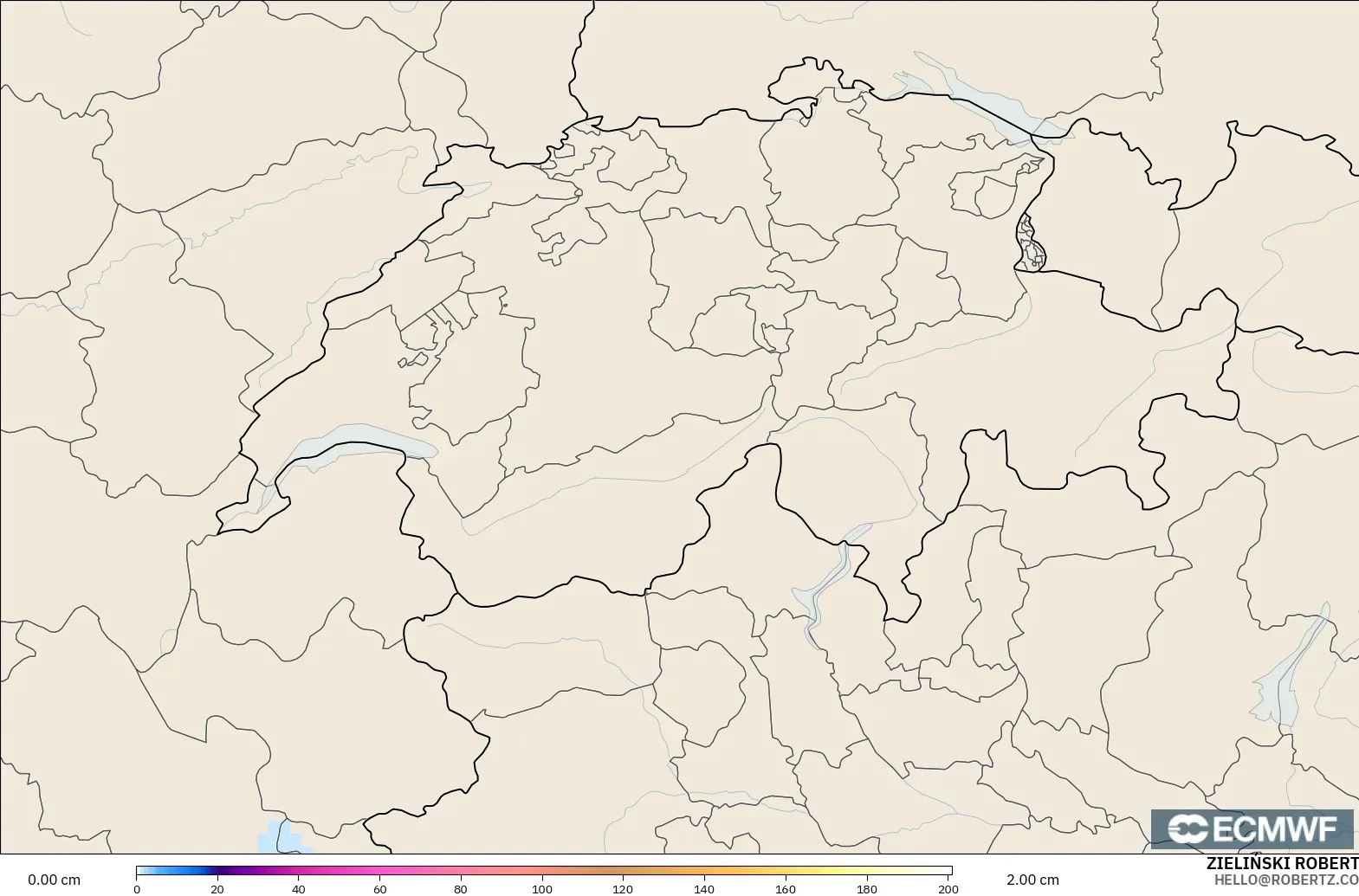 ECMWF IFS 0.25° model - Switzerland, Snow Depth