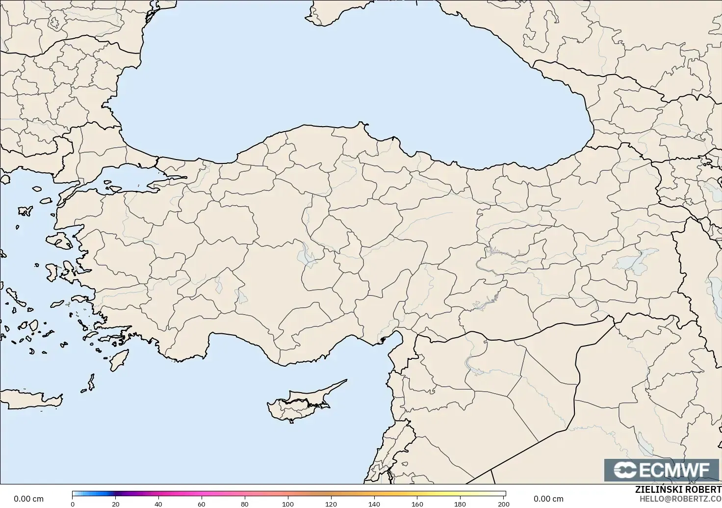 ECMWF IFS 0.25° model - Turkey, Snow Depth