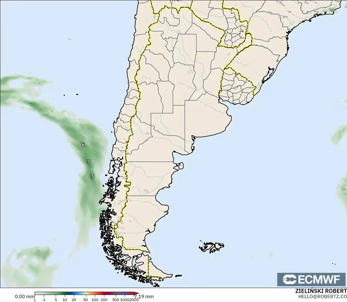 ECMWF IFS 0.25° model - Argentina, Precipitation Accumulation