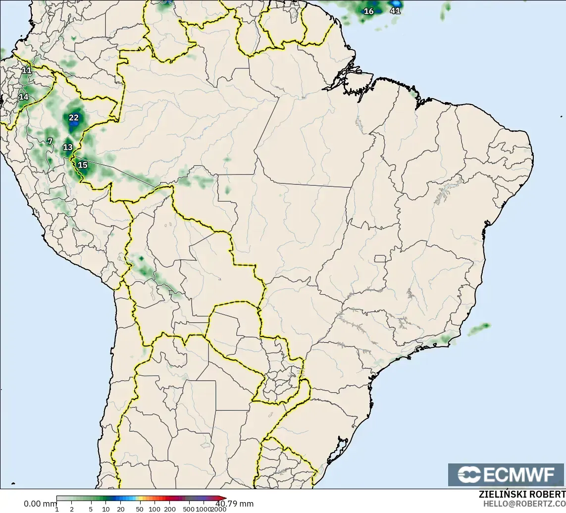 ECMWF IFS 0.25° model - Brazil, Precipitation Accumulation