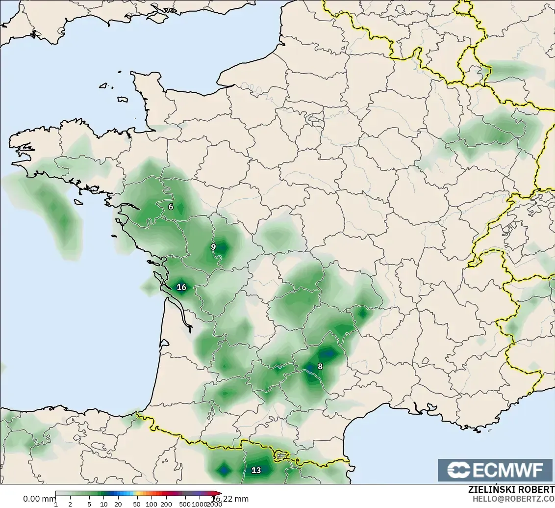 ECMWF IFS 0.25° model - France, Precipitation Accumulation