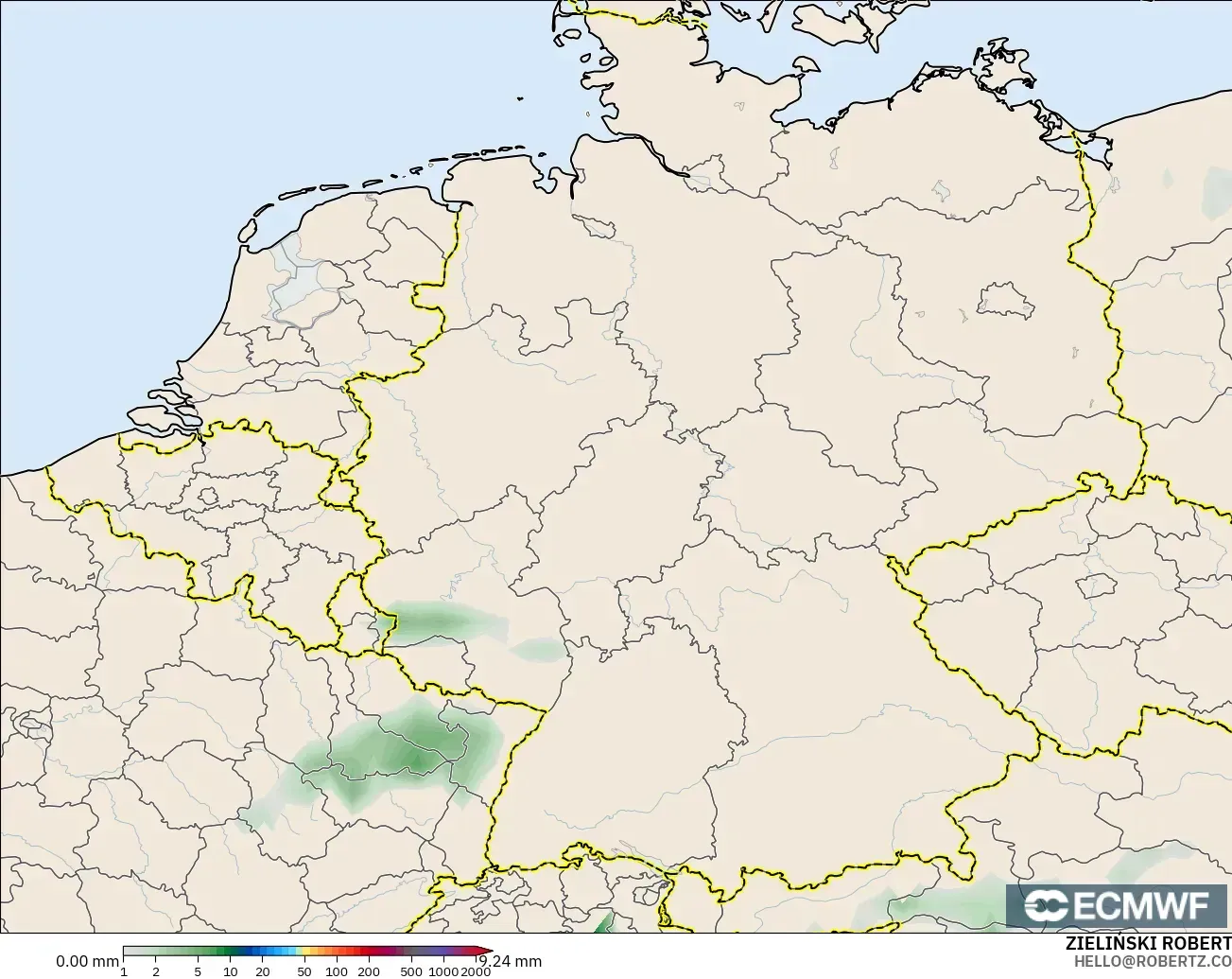 ECMWF IFS 0.25° model - Germany, Precipitation Accumulation