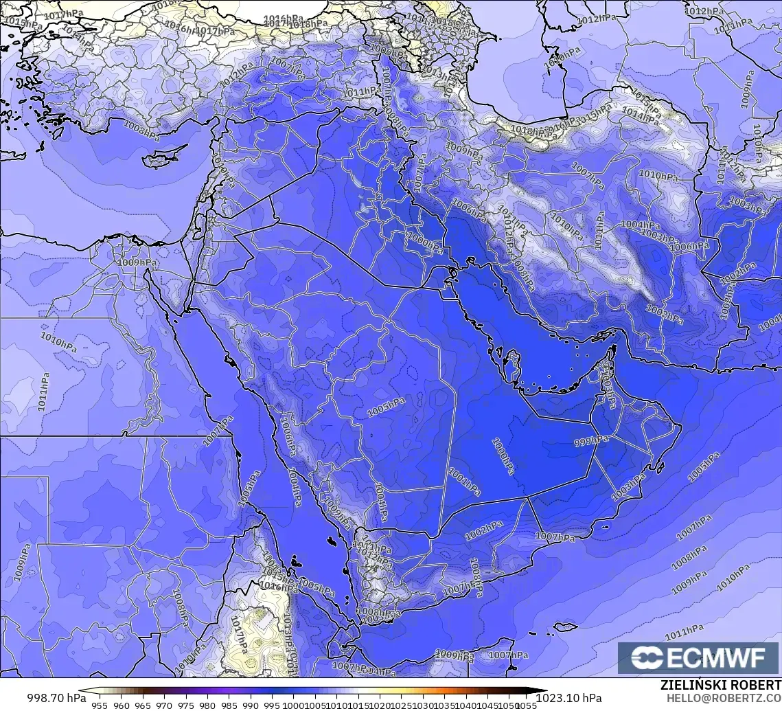 ECMWF IFS 0.25° model - Middle East, Pressure