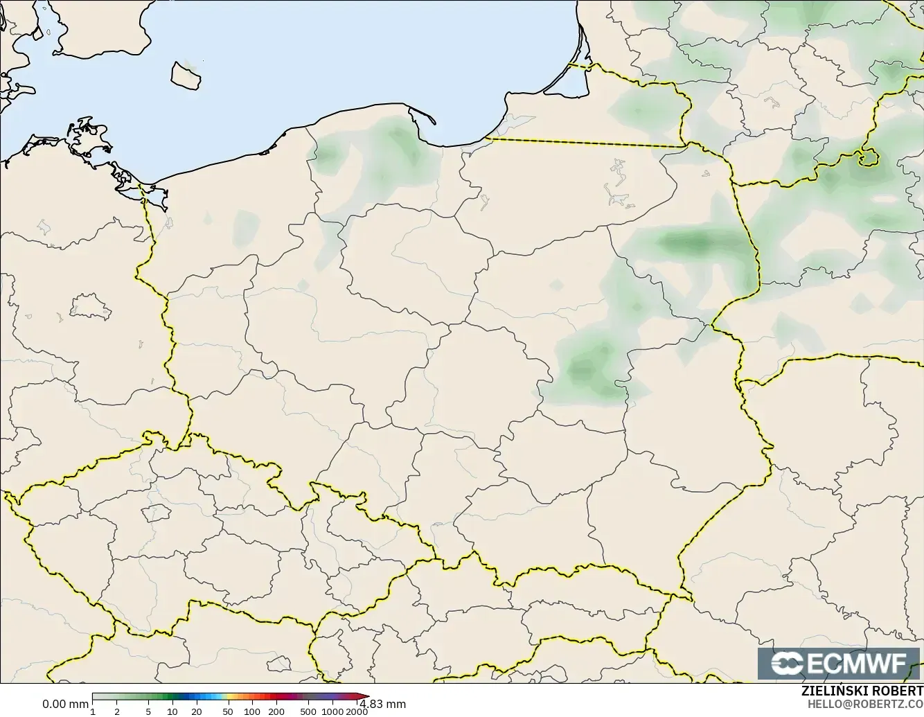 ECMWF IFS 0.25° model - Poland, Precipitation Accumulation