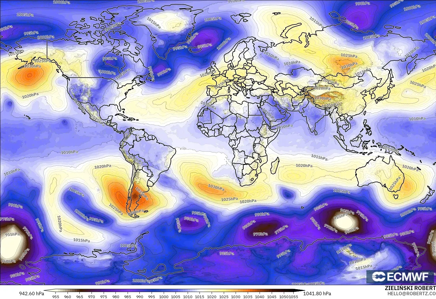ECMWF IFS 0.25° model - World, Pressure