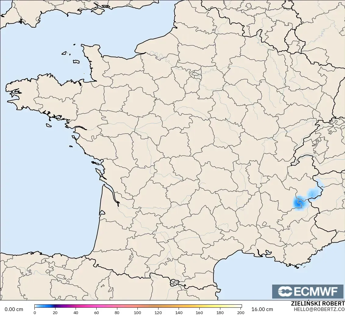 ECMWF IFS 0.25° model - France, Snow Depth